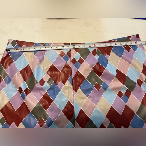 Eloquii Multicolor Diamond Pattern A-Line faux leather Skirt - Picture 5 of 8